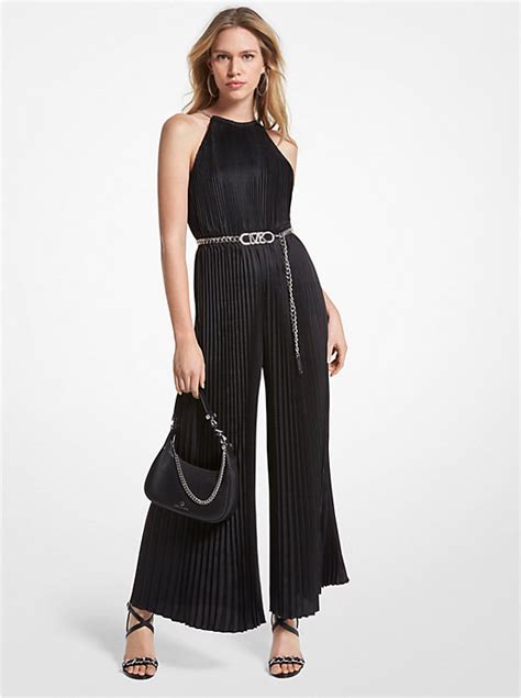 satin halter jumpsuit michael kors|Michael Kors pleated jumpsuit.